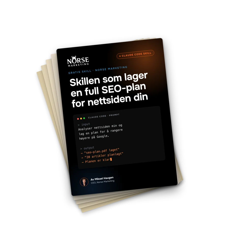 Forside: Skillen som lager en full SEO-plan for nettsiden din